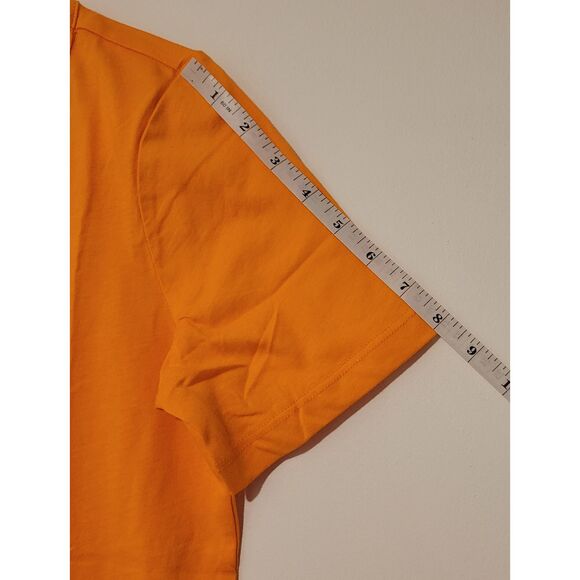 Coral Bay Womens Solid Horseshoe Short Sleeve Top Small Orange - Picture 6 of 10